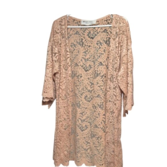 Madame Babu Peach Lace Kimono Cardigan - Picture 2 of 9
